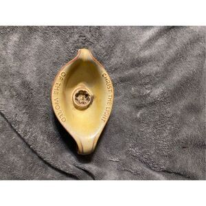 Vintage 1971 Frankoma brown Christ light of the world candle holder